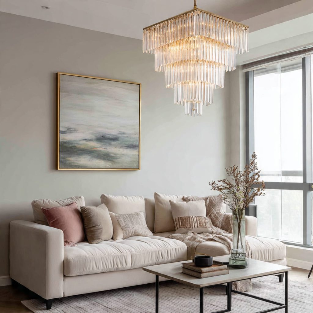Minimalist Multi Tier Crystal Chandelier