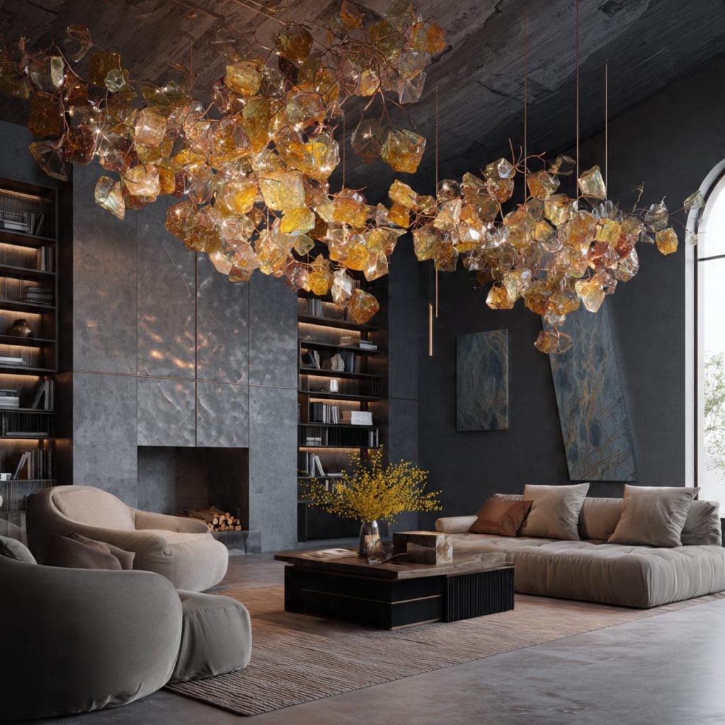 Free Form Artistic Crystal Chandelier
