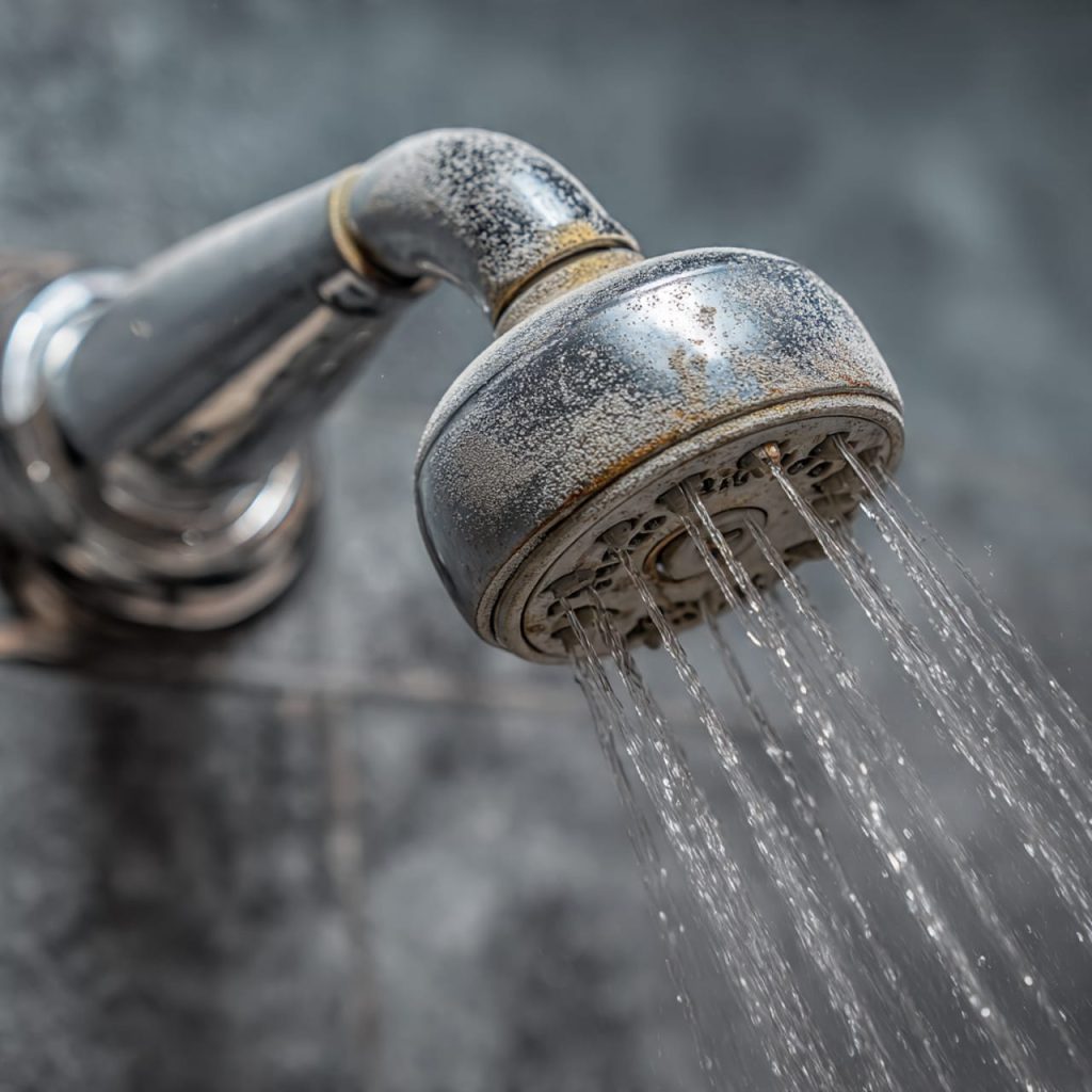 Removing stubborn limescale from bathroom faucets and shower area
