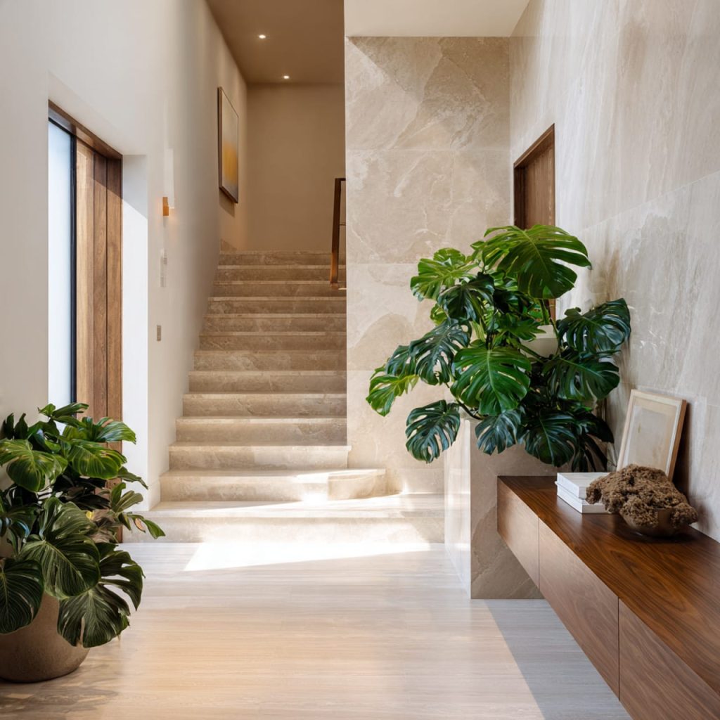 Indoor plant transforming an unused corner into a refined penthouse design feature