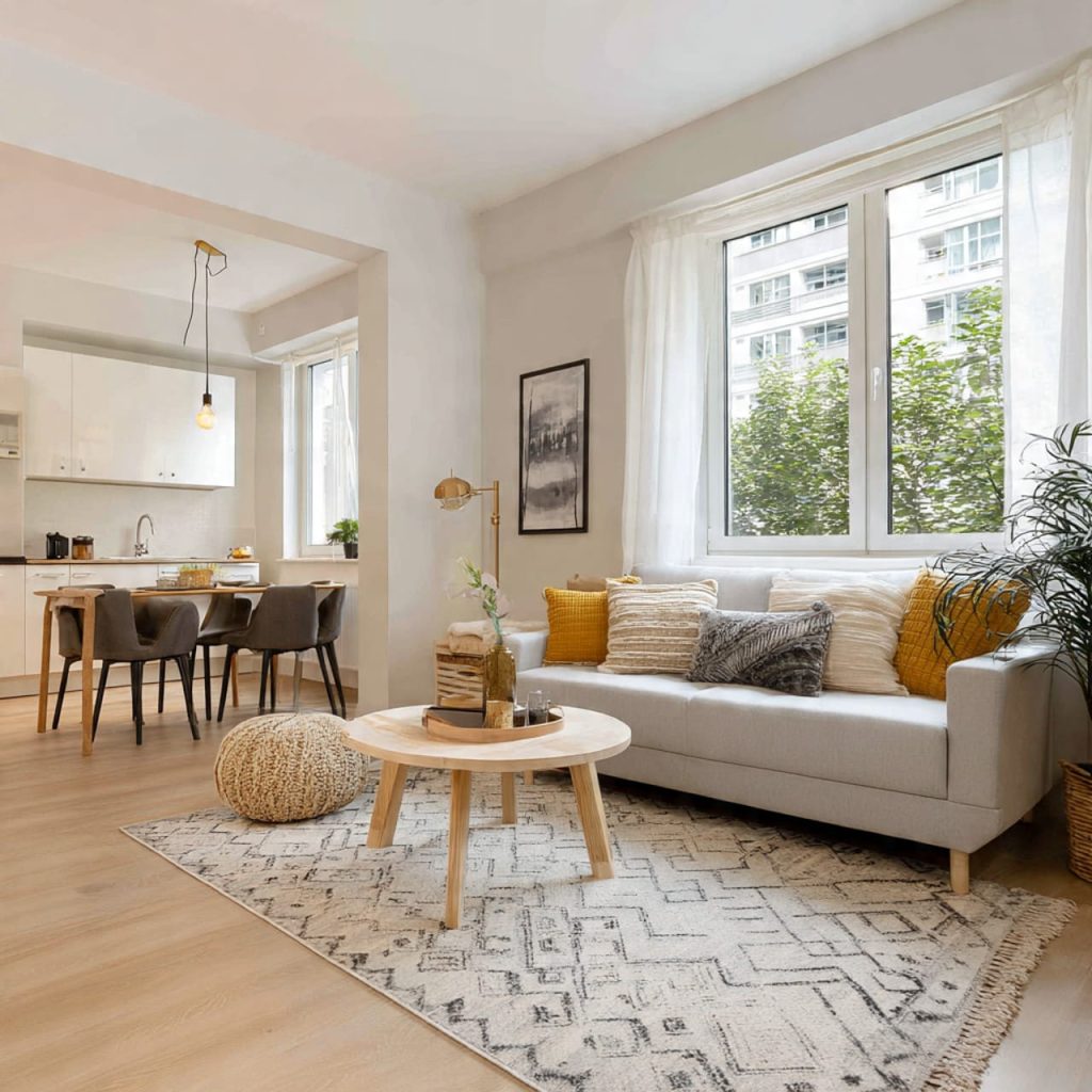 using rugs to define zones in a small living room