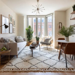 using rugs to define zones in a small living room