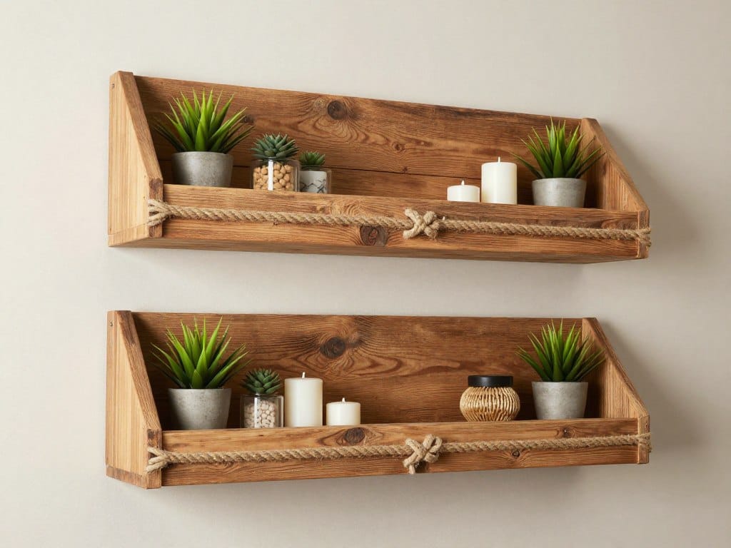 Jopstdi Rustic Floating Shelves with decorative rope elements Jopstdi Rustic Floating Shelves with decorative rope elements