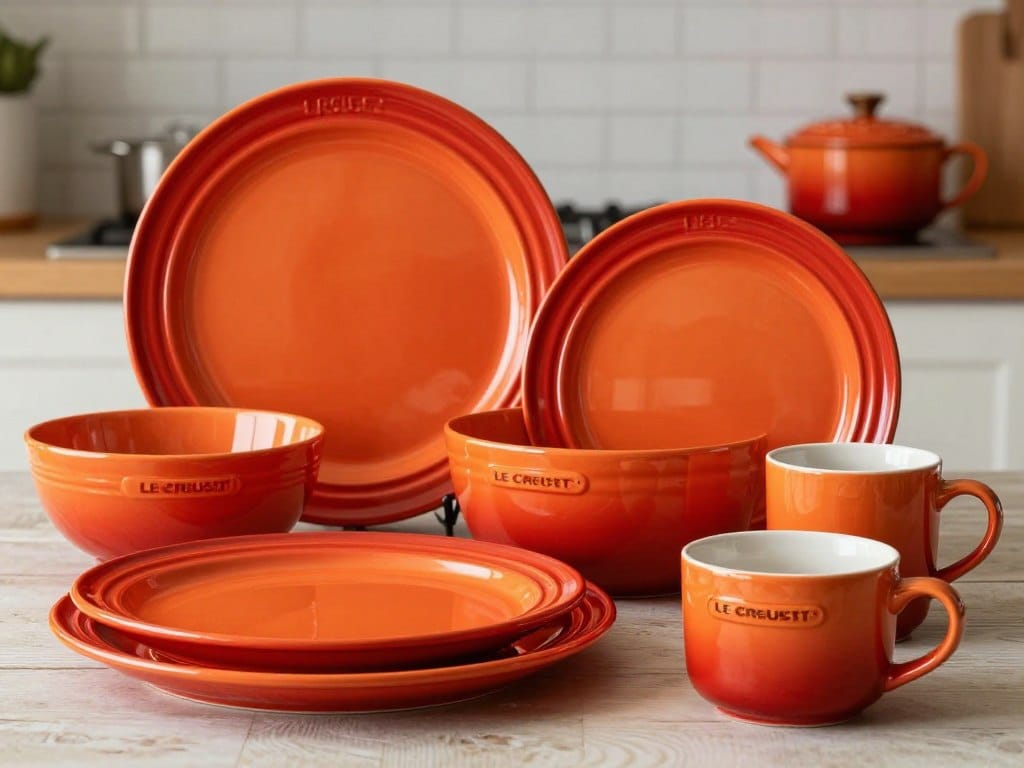 Le Creuset Stoneware Dinnerware Set in vibrant color showing classic design with modern appeal