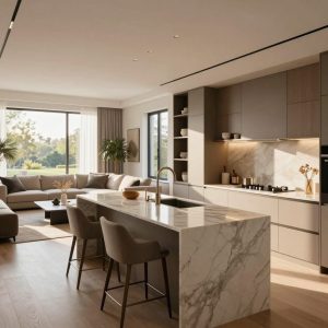 Open concept kitchen and living room