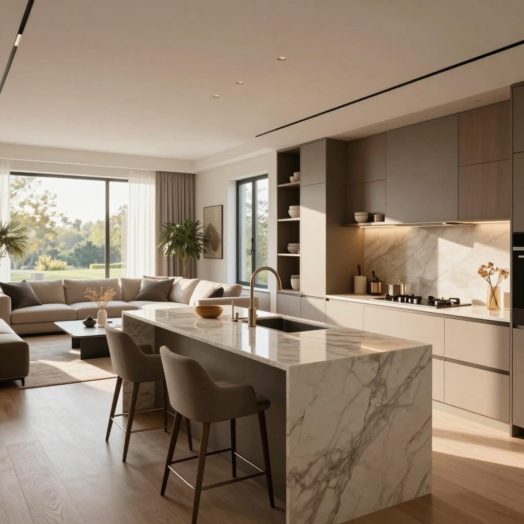 Open concept kitchen and living room