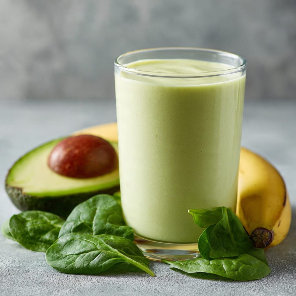 Avocado, spinach, and banana smoothie providing healthy fats, potassium, and sustained energy in hot weather