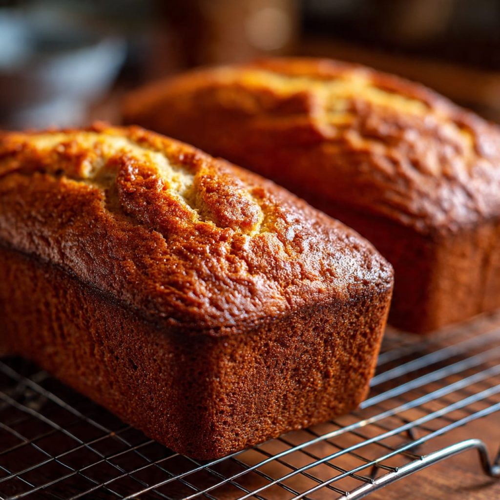 Slice of Greek yogurt banana bread served with Greek yogurt, honey and black coffee for a healthy breakfast
